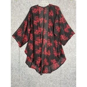 Torrid Chiffon Kimono Plus Size 1X 2X Floral Black Fairy Whimsigoth Shimmer Vamp